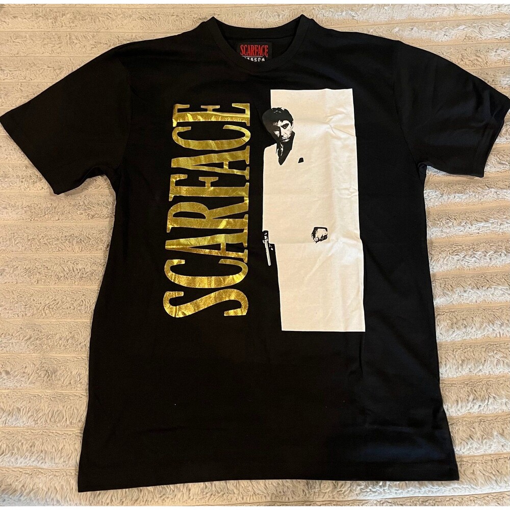 Reason x Scarface Tony Montana Graphic T-Shirt Black Gold Men’s Large NWT